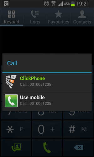 CSipSimple - alegere apel