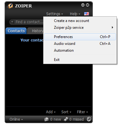 Zoiper pentru ClickPhone